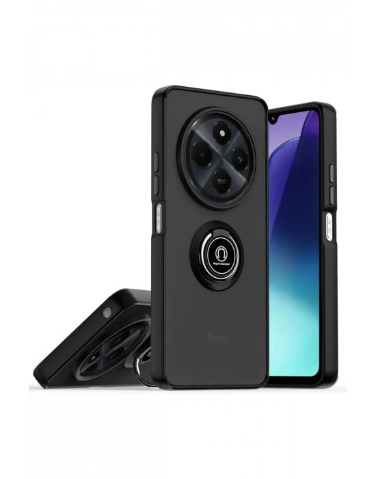 Newface Realme C75 4G Kılıf Montreal Yüzüklü Silikon Kapak - Siyah