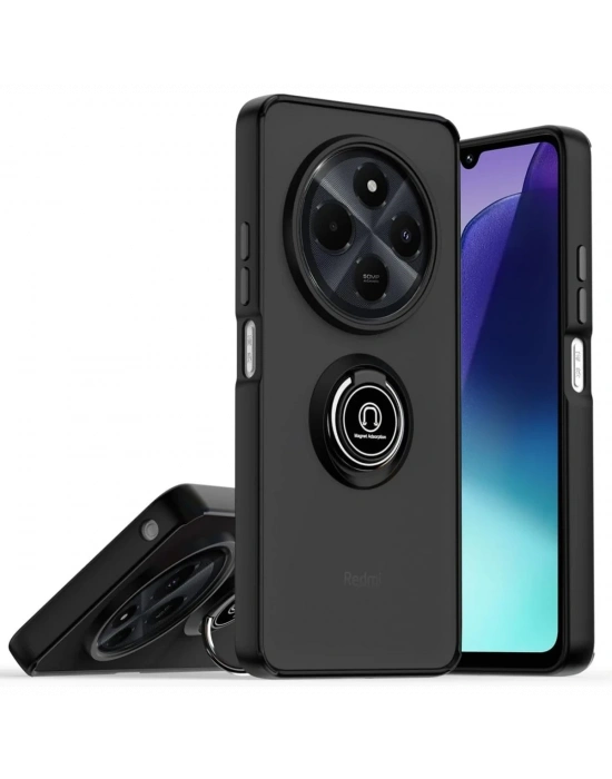 Newface Realme C75 4G Kılıf Montreal Yüzüklü Silikon Kapak - Siyah