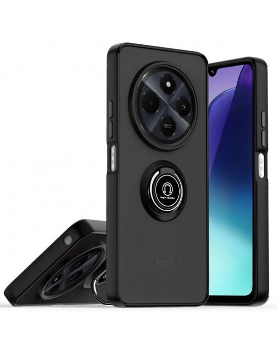 Newface Realme C75 4G Kılıf Montreal Yüzüklü Silikon Kapak - Siyah