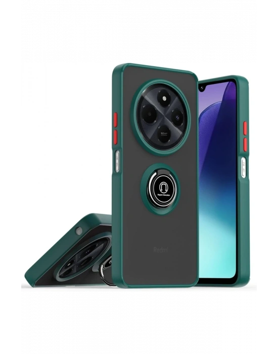 Newface Realme C75 4G Kılıf Montreal Yüzüklü Silikon Kapak - Yeşil