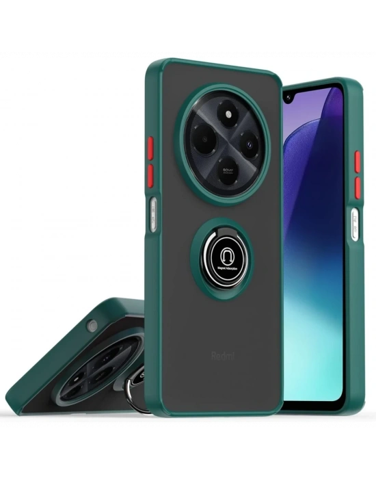 Newface Realme C75 4G Kılıf Montreal Yüzüklü Silikon Kapak - Yeşil