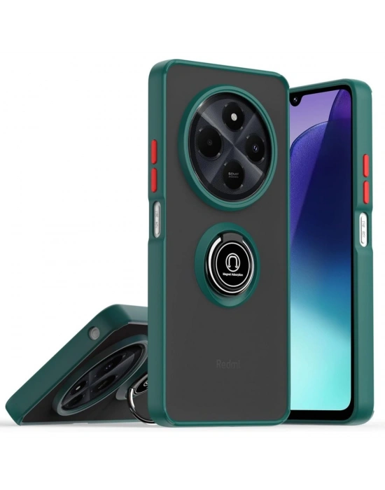 Newface Realme C75 4G Kılıf Montreal Yüzüklü Silikon Kapak - Yeşil