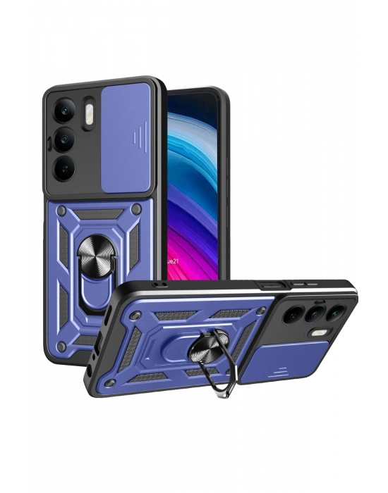 Newface Realme C75 4G Kılıf Pars Lens Yüzüklü Silikon - Lacivert