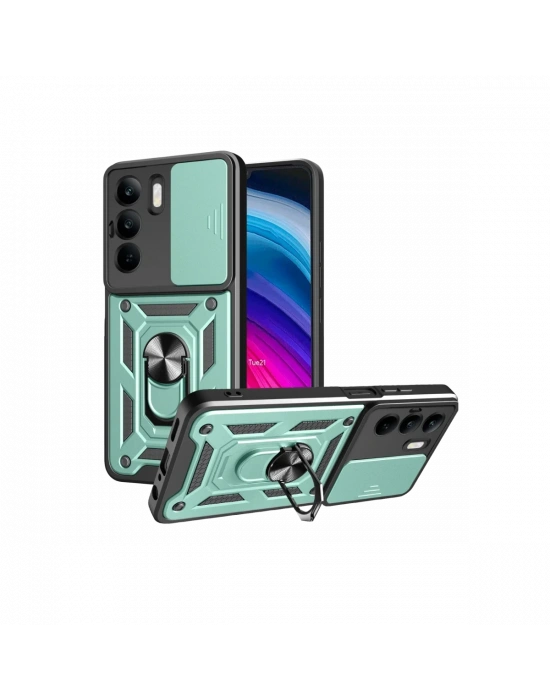 Newface Realme C75 4G Kılıf Pars Lens Yüzüklü Silikon - Yeşil