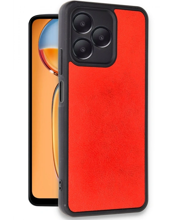 Newface Realme Note 50 4G Kılıf Aras Deri Kapak - Kırmızı