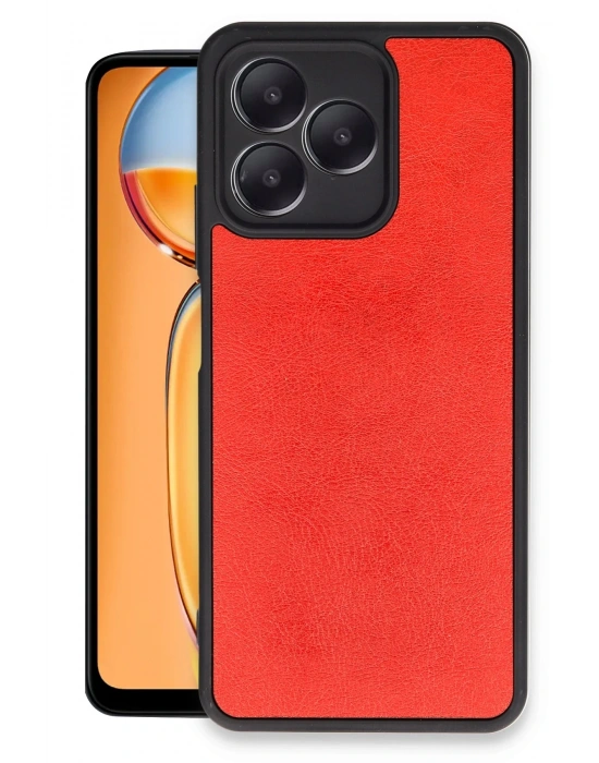 Newface Realme Note 50 4G Kılıf Aras Deri Kapak - Kırmızı
