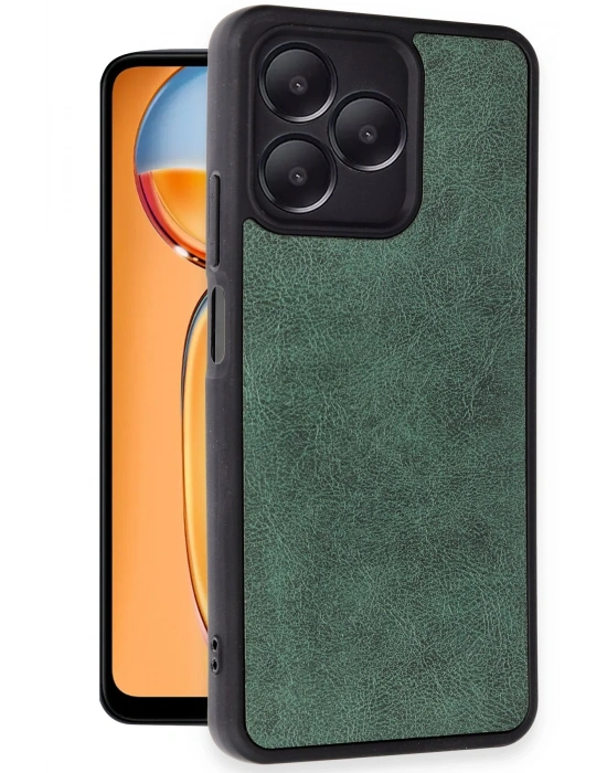 Newface Realme Note 50 4G Kılıf Aras Deri Kapak - Koyu Yeşil