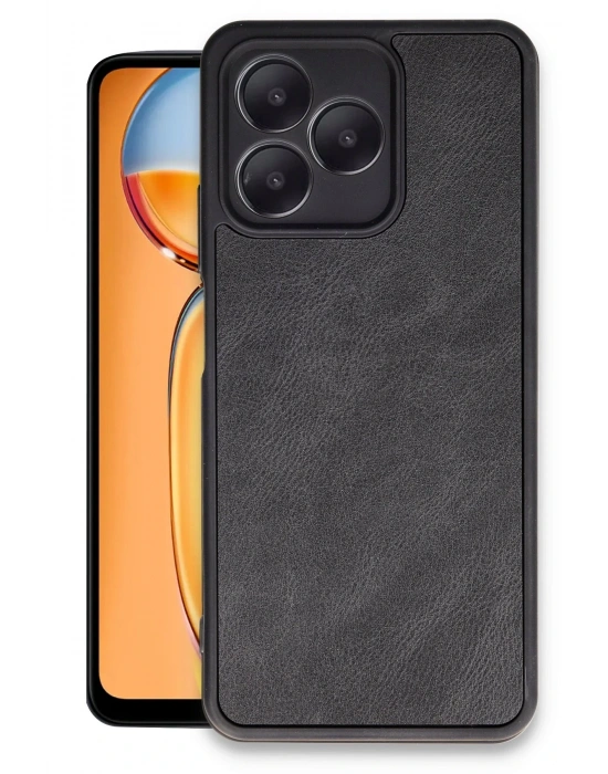 Newface Realme Note 50 4G Kılıf Aras Deri Kapak - Siyah