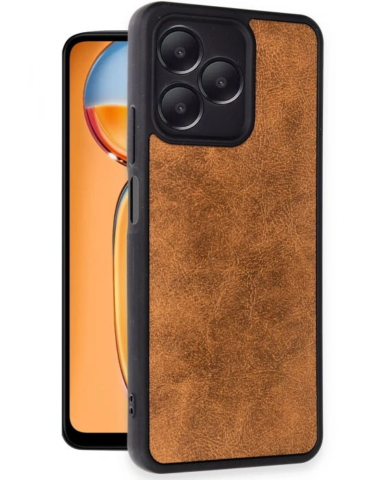 Newface Realme Note 50 4G Kılıf Aras Deri Kapak - Taba