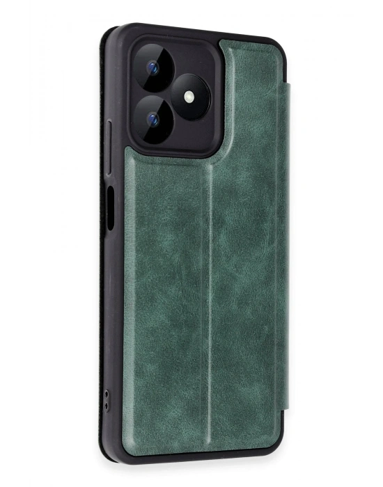 Newface Realme Note 50 4G Kılıf Flip Cover - Koyu Yeşil