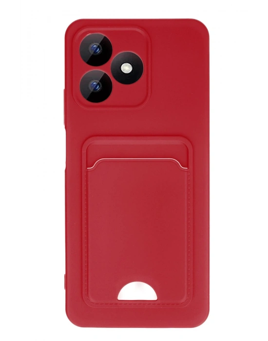 Newface Realme Note 50 4G Kılıf Kelvin Kartvizitli Silikon - Kırmızı