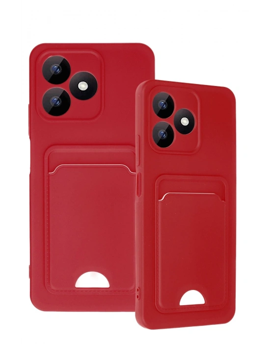 Newface Realme Note 50 4G Kılıf Kelvin Kartvizitli Silikon - Kırmızı