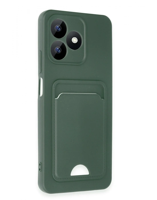 Newface Realme Note 50 4G Kılıf Kelvin Kartvizitli Silikon - Koyu Yeşil