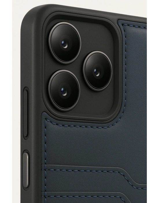 Newface Realme Note 50 4G Kılıf Sara Kartvizitli Deri Kılıf - Lacivert