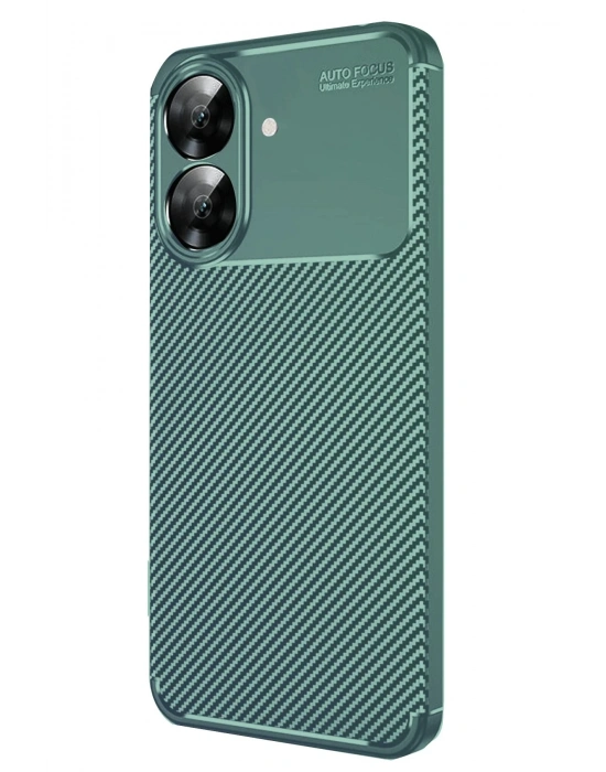 Newface Realme Note 60 Kılıf Auto Focus Karbon Kapak - Koyu Yeşil