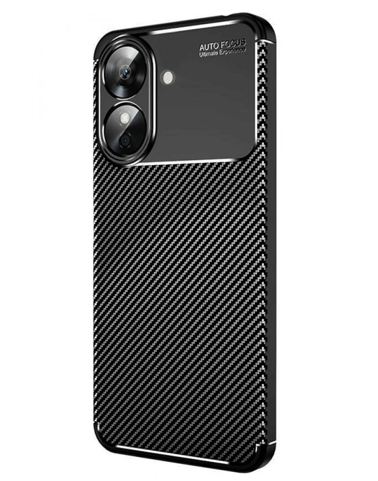 Newface Realme Note 60 Kılıf Auto Focus Karbon Kapak - Siyah