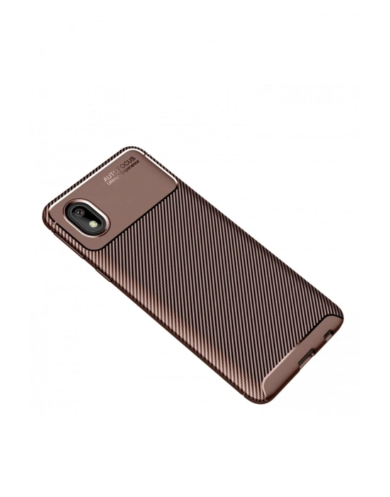 Newface Samsung Galaxy A01 Core Kılıf Auto Focus Karbon Kapak - Kahverengi