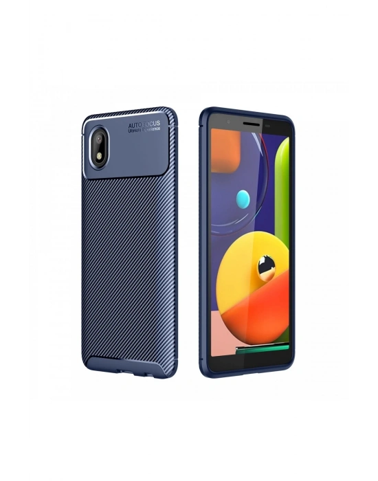 Newface Samsung Galaxy A01 Core Kılıf Auto Focus Karbon Kapak - Lacivert