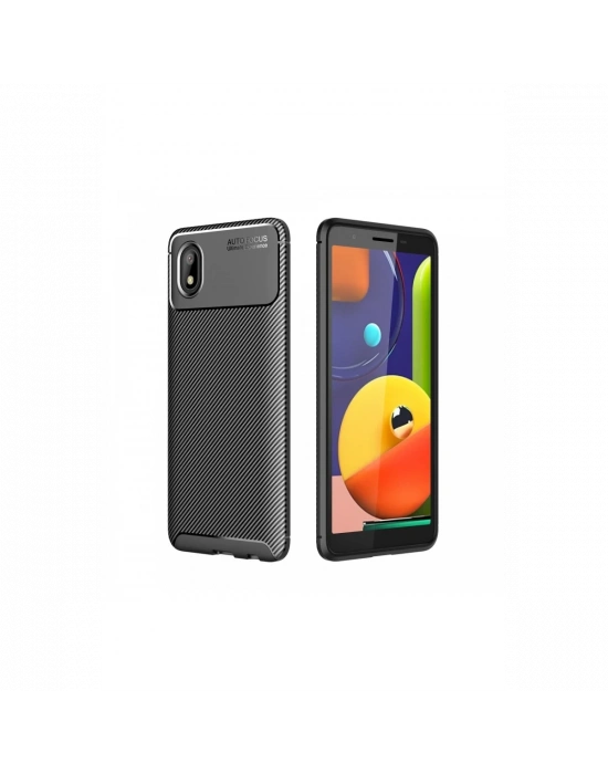 Newface Samsung Galaxy A01 Core Kılıf Auto Focus Karbon Kapak - Siyah