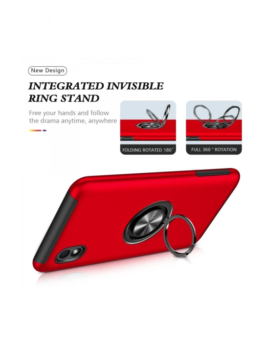 Newface Samsung Galaxy A01 Core Kılıf Elit Yüzüklü Kapak - Kırmızı