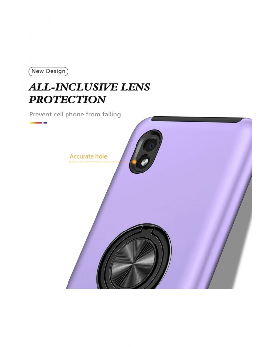 Newface Samsung Galaxy A01 Core Kılıf Elit Yüzüklü Kapak - Mor