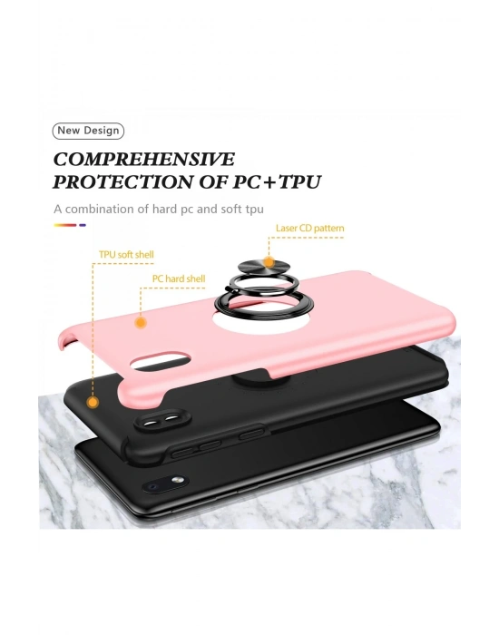 Newface Samsung Galaxy A01 Core Kılıf Elit Yüzüklü Kapak - Pembe