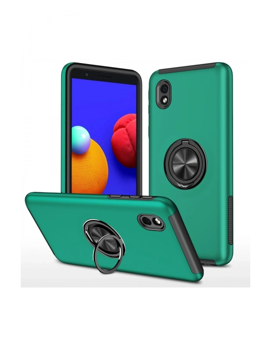 Newface Samsung Galaxy A01 Core Kılıf Elit Yüzüklü Kapak - Yeşil