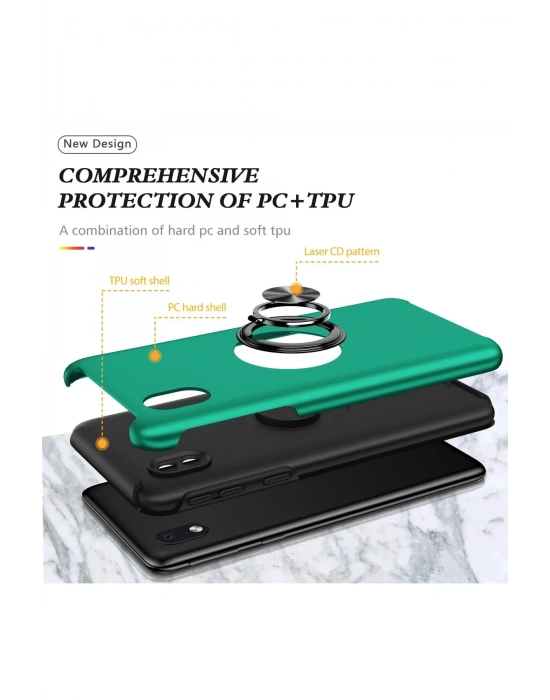 Newface Samsung Galaxy A01 Core Kılıf Elit Yüzüklü Kapak - Yeşil