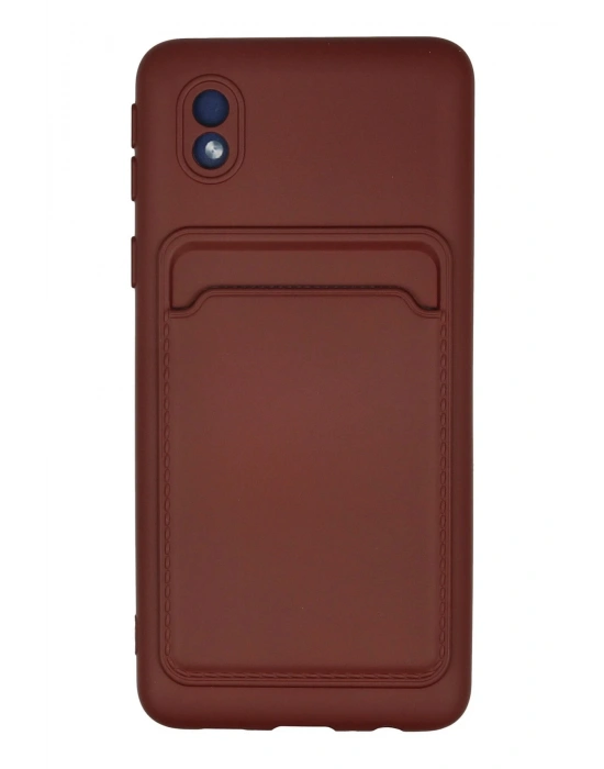 Newface Samsung Galaxy A01 Core Kılıf Kelvin Kartvizitli Silikon - Bordo