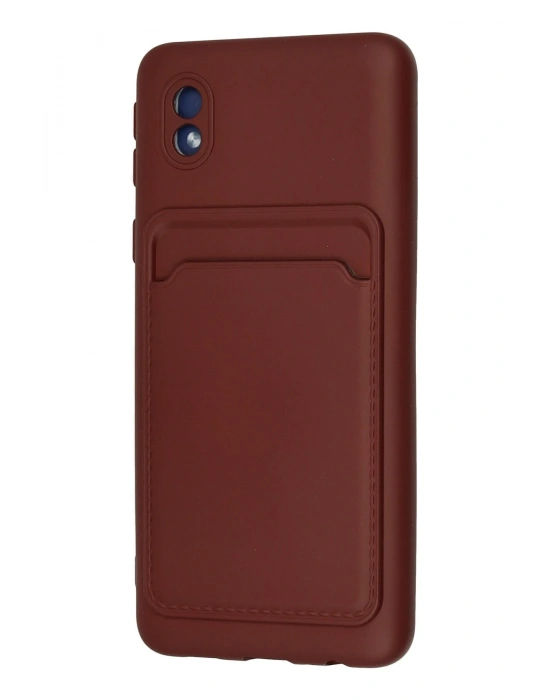 Newface Samsung Galaxy A01 Core Kılıf Kelvin Kartvizitli Silikon - Bordo