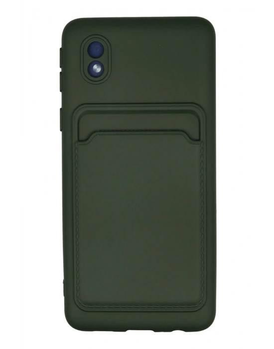Newface Samsung Galaxy A01 Core Kılıf Kelvin Kartvizitli Silikon - Koyu Yeşil