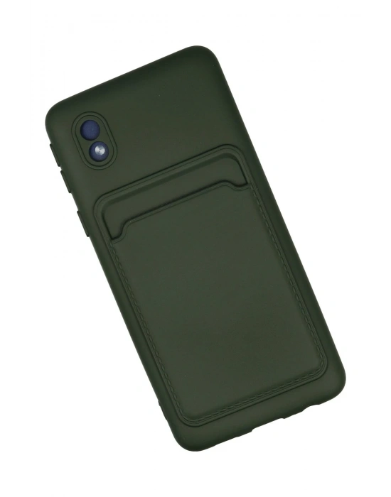 Newface Samsung Galaxy A01 Core Kılıf Kelvin Kartvizitli Silikon - Koyu Yeşil