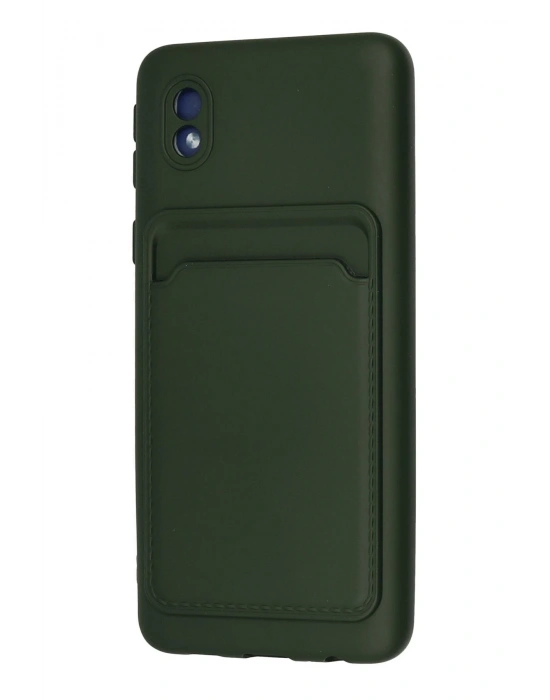 Newface Samsung Galaxy A01 Core Kılıf Kelvin Kartvizitli Silikon - Koyu Yeşil