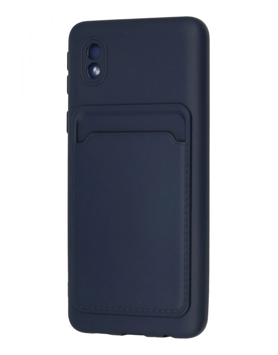 Newface Samsung Galaxy A01 Core Kılıf Kelvin Kartvizitli Silikon - Lacivert