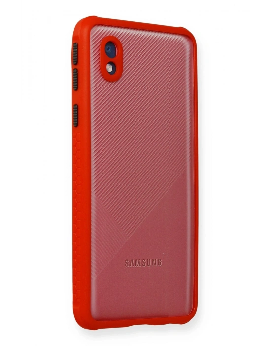 Newface Samsung Galaxy A01 Core Kılıf Miami Şeffaf Silikon - Kırmızı