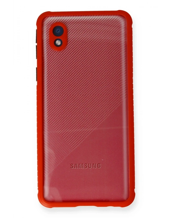 Newface Samsung Galaxy A01 Core Kılıf Miami Şeffaf Silikon - Kırmızı