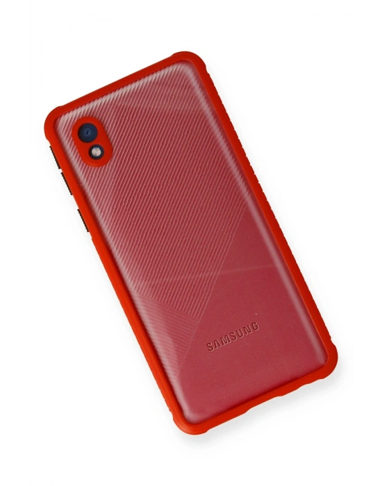 Newface Samsung Galaxy A01 Core Kılıf Miami Şeffaf Silikon - Kırmızı