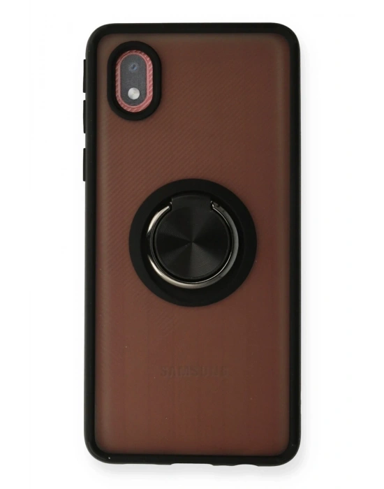 Newface Samsung Galaxy A01 Core Kılıf Montreal Yüzüklü Silikon Kapak - Siyah