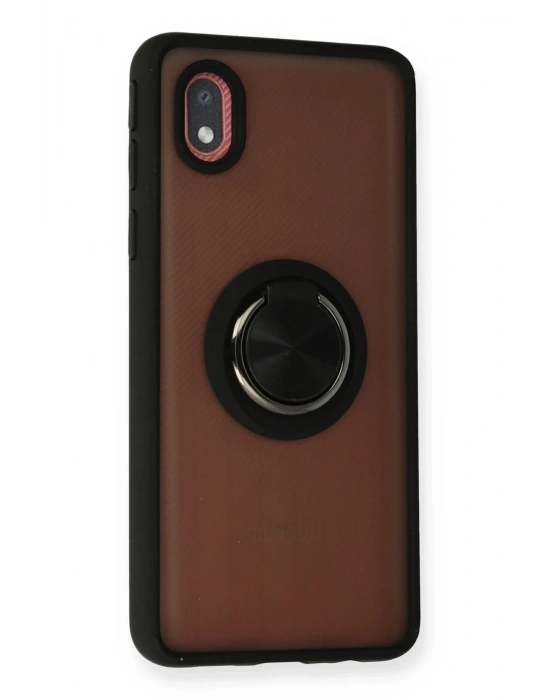 Newface Samsung Galaxy A01 Core Kılıf Montreal Yüzüklü Silikon Kapak - Siyah