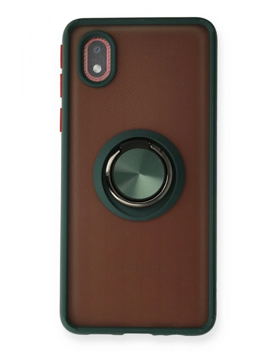 Newface Samsung Galaxy A01 Core Kılıf Montreal Yüzüklü Silikon Kapak - Yeşil