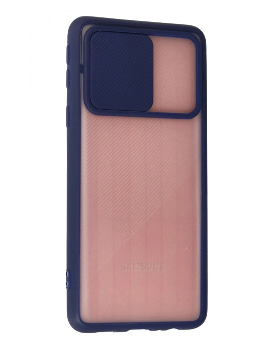 Newface Samsung Galaxy A01 Core Kılıf Palm Buzlu Kamera Sürgülü Silikon - Lacivert