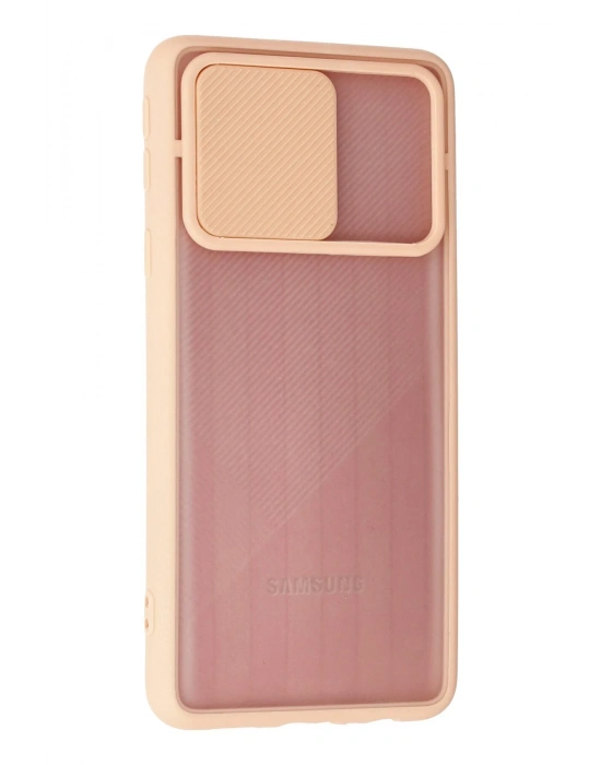 Newface Samsung Galaxy A01 Core Kılıf Palm Buzlu Kamera Sürgülü Silikon - Pembe