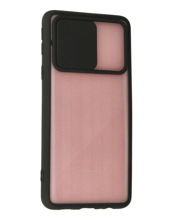 Newface Samsung Galaxy A01 Core Kılıf Palm Buzlu Kamera Sürgülü Silikon - Siyah