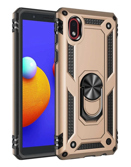 Newface Samsung Galaxy A01 Core Kılıf Sofya Yüzüklü Silikon Kapak - Gold