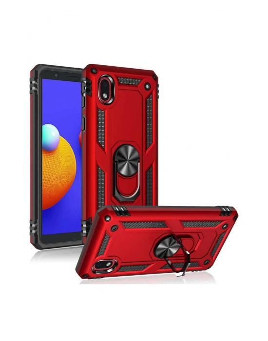 Newface Samsung Galaxy A01 Core Kılıf Sofya Yüzüklü Silikon Kapak - Rose