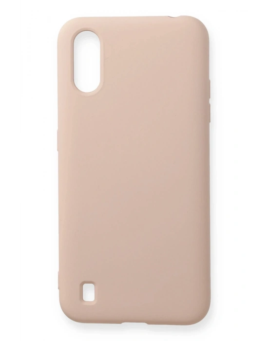 Newface Samsung Galaxy A01 Kılıf Nano içi Kadife Silikon - Pudra