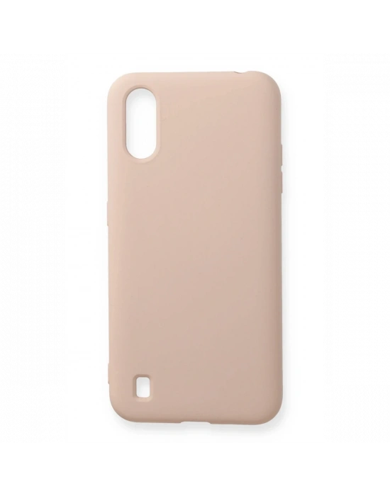 Newface Samsung Galaxy A01 Kılıf Nano içi Kadife Silikon - Pudra