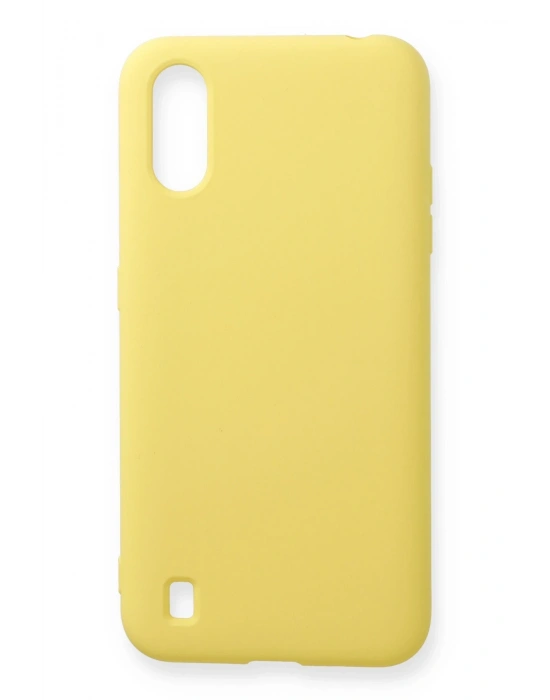 Newface Samsung Galaxy A01 Kılıf Nano içi Kadife Silikon - Sarı