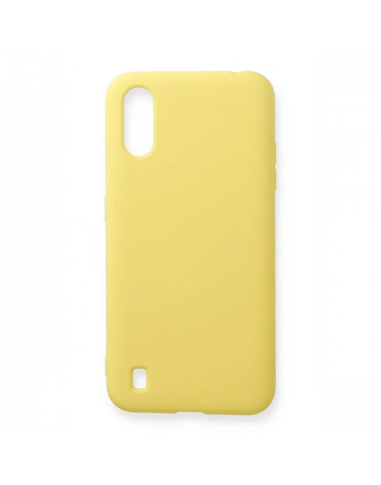 Newface Samsung Galaxy A01 Kılıf Nano içi Kadife Silikon - Sarı