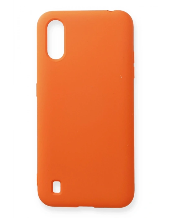 Newface Samsung Galaxy A01 Kılıf Nano içi Kadife Silikon - Turuncu